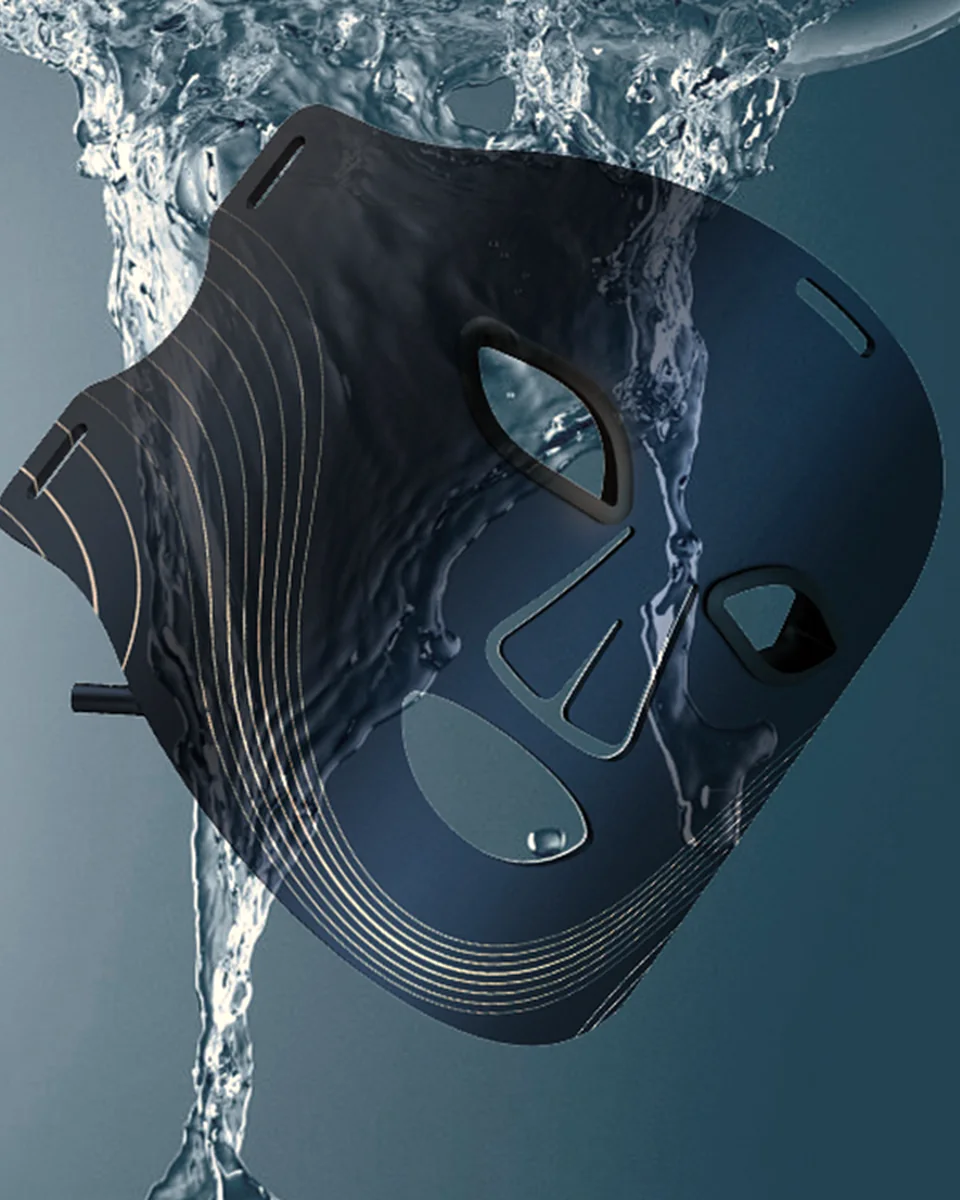 The LED face mask silicone, wipe-clean finish